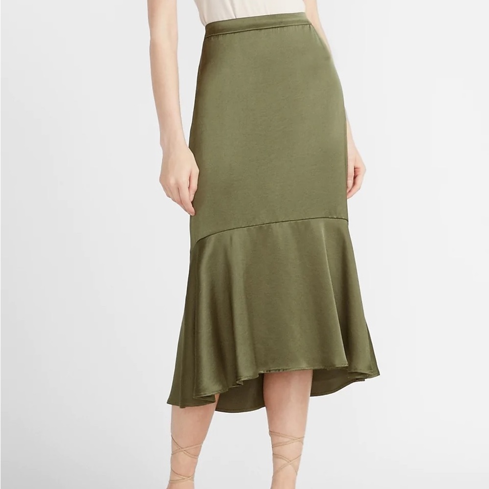 olive midi skirt